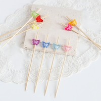 Brochettes décoratives jetables en bambou, écologiques, multicolores, en forme de papillon, pour fruits et cocktails, vente en gros
