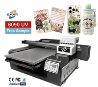 Imprimante DTF UV 6090 de haute qualité pour autocollants en feuille d'or, 3 têtes, format A1, entièrement automatique, pour stylos, badges, cartes plastiques et bois massif