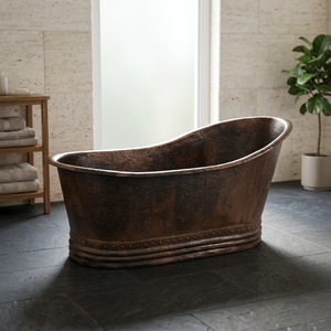 Baignoire ovale autoportante en cuivre martelé de luxe, fabriquée à la main, en métal, classique, pour bain à l'ancienne, pour la maison, l'hôtel, la salle de bain - Product Image 3