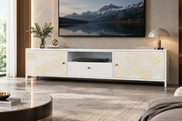 Meuble TV moderne avec rangement, console multimédia de luxe, design en acier, centre de divertissement domestique personnalisé pour salon