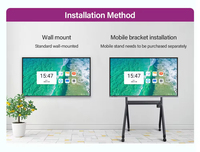Tableau blanc interactif multi-touch 20 points de 75 pouces, système d'exploitation double, tableau d'enseignement intelligent en vente, tableau blanc intelligent