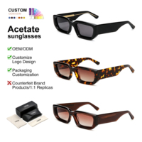 Lunettes de soleil polarisées rectangulaires en acétate épais OEM, protection UV400, style rétro, pour hommes et femmes, vente en gros