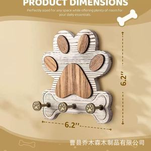 <b>Wooden</b> Dog Paw Wall Mount Key Rack With Hooks For Entryway Living Room Storage <b>Rustic</b> Style - Product Image 5