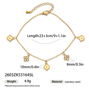 Chaîne <span class=keywords><strong>de</strong></span> <span class=keywords><strong>cheville</strong></span> dorée pour l'été, en acier inoxydable inaltérable, avec breloques papillon, étoile et perle, à plusieurs rangs, vente en gros - Product Image 5
