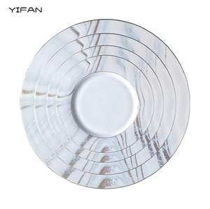 Luxury White <b>Marble</b> With Gold Rim For Party Charger Plates Dishes Ceramic Dinner <b>Sets</b> Fine Bone China Four-Piece <b>Set</b> Wedding - Product Image 3