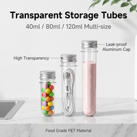 Tube en plastique PET transparent de 40 ml, 80 ml, 120 ml avec bouchon à vis en aluminium, plusieurs tailles, pour bonbons, masques, emballage