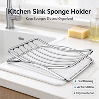 Support à éponge en fil d'acier inoxydable pour évier de cuisine, égouttoir de lavabo, porte-savon antirouille, organisateur pour rangement d'éponges de salle de bain