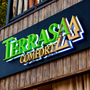 Biển hiệu quảng cáo ngoài trời chất lượng cao LC, đèn <span class=keywords><strong>LED</strong></span> chiếu sáng mặt trước, logo tùy chỉnh, biển hiệu kinh doanh, chữ <span class=keywords><strong>LED</strong></span> tùy chỉnh cho cửa hàng kinh doanh - Product Image 1