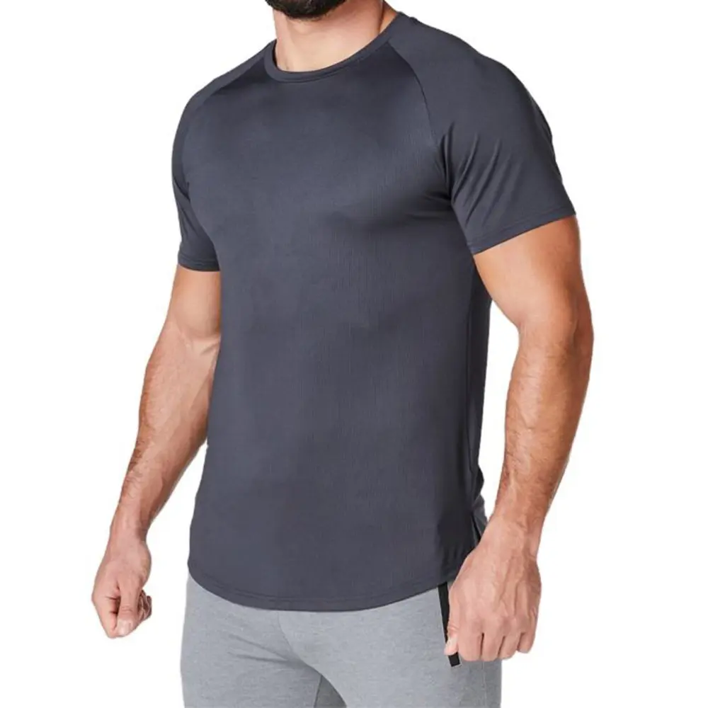100% мужские футболки из бамбукового волокна, быстросохнущие футболки для спортзала, мужские футболки, оптовая продажа, простая дышащая футболка с коротким рукавом