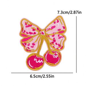 Nuevo parche termoadhesivo bordado cuadrado rosa con motivos de Niña, Mamá, Cereza, Fe y Lectura de Libros para decoración de ropa y sombreros - Product Image 4