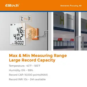 Elitech GSP-6G registratore di dati di temperatura e umidità con ampio schermo LCD per refrigeratore e frigorifero