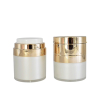 Pot pompe airless rond en acrylique blanc et or de 15 ml, 30 ml, 50 ml pour crème visage et crème solaire, avec logo personnalisé, emballage en gros
