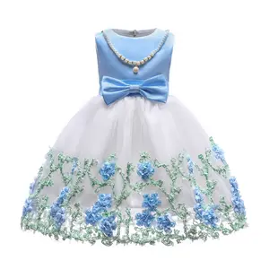 top quality bowknot baby cotton frocks designs elegant lace flower party girls dresses