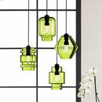 Lustre suspendu créatif en verre teinté, style rétro, LED, avec commande par bouton, pour restaurant, bar, hôtel, éclairage commercial