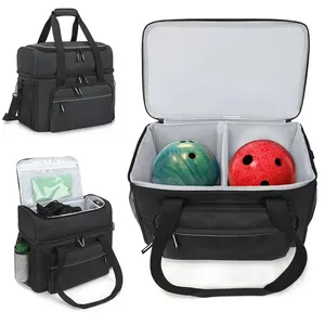 カスタムボウリングボールスーツケースはボウリングシューズアップパッド入りホルダーに適合2ボールダブルトート2ボールボウリングバッグ