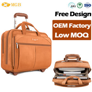 Maletín de Cuero Marrón con Ruedas de Fábrica OEM, Organizador para Portátil, Bolsos con Asa de Rodillo, Estuche de Cuero Vintage, Bolsa de Cuero Premium - Product Image 1