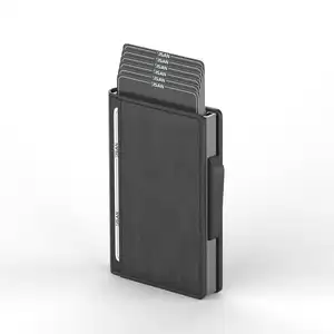 Il fornitore personalizza il supporto della carta di credito in alluminio sottile Bi-piegatura RFID blocco portafoglio in metallo Pop-Up porta carte