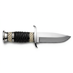 Outil utilitaire lourd en acier Damas artisanal avec manche en os sculpté et garde en acier - Product Image 1