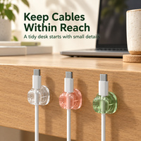 Organiseurs de câbles rotatifs avec clips à ressort et base adhésive pour le rangement des câbles de charge sur les bureaux et les tables de chevet dans les bureaux à domicile