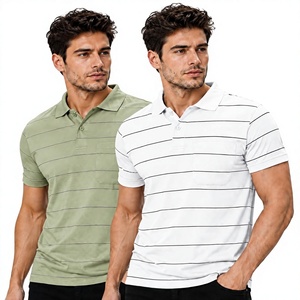 Camiseta Polo a Rayas para Hombre, Manga Corta, Cuello Camisero, Informal, con Bolsillo, Transpirable, Mezcla de Algodón - Product Image 3