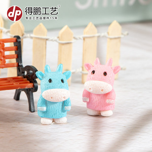 งานฝีมือเดเป็ง ตุ๊กตาวัวการ์ตูนจิ๋ว พลาสติกสีฟ้า ผลิตด้วยวิธีฉีดขึ้นรูป สำหรับตกแต่งโชว์ - Product Image 4