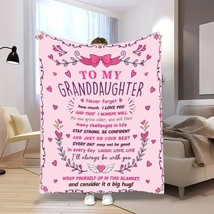 Manta con mensaje de amor para mi nieta, estilo princesa rosa, rectangular, suave y acogedora, para uso doméstico - Product Image 1