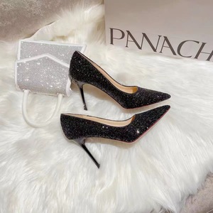 <span class=keywords><strong>Tacchi</strong></span> Alti Neri Stile Coreano Plus Size con <span class=keywords><strong>Suola</strong></span> <span class=keywords><strong>Rossa</strong></span>, Scarpe da Donna con Tacco a Spillo, Tomaia in PU, Nuova Collezione Primavera/Estate 2025, Décolleté con Paillettes - Product Image 4