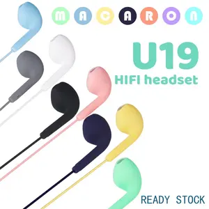 Factory Spot Wholesale U19 Headphones Macaroon Second-generation Wired Headphones Wired With Wheat 3.5mm Round Earphones