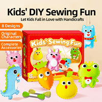 Kit de Costura para Niños, 8 Piezas de Muñecos de Fieltro con Diseño de Dibujos Animados, Juguete Educativo, Manualidades Divertidas, Edad 7-14 Años, Fibra de Algodón