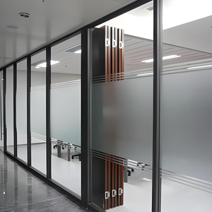High Quality Slim Modern Aluminium Frosted Glass <strong>Partition</strong> <strong>Wall</strong> for Hall Meeting Rooms Dining Areas Warehouses Exteriors - Product Image 4
