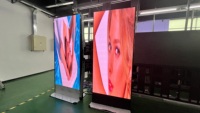 Nouvel écran d'affichage publicitaire LED double face à roulettes, sur pied, avec WiFi, mobile, effet miroir