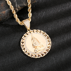 สร้อยคอจี้ทรงกลมดีไซน์วินเทจประดับเพชรซิคอนทองเหลืองชุบทอง 14K สำหรับเด็ก - Product Image 4