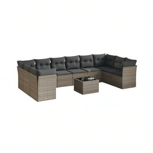 Dark Grey <b>Rattan</b> Garden <b>Sofa</b> Set 6 Seater <b>Outdoor</b> Furniture Contemporary Design - Product Image 1