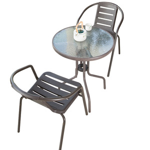 Ensemble de meubles de <span class=keywords><strong>jardin</strong></span>, <span class=keywords><strong>table</strong></span> et chaises de design moderne pour l'extérieur, <span class=keywords><strong>petite</strong></span> <span class=keywords><strong>table</strong></span> basse pour balcon, une <span class=keywords><strong>table</strong></span> et deux chaises - Product Image 5