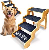Rampe pour chien 2-en-1 en bois pour lit et canapé, design moderne, escalier pliable pour animaux de compagnie avec 2 hauteurs réglables et surface antidérapante en feutre