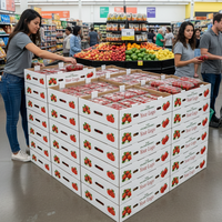 Bulk golfkartonnen 8-pack blauwe bessen aardbeien fruit display tray met aangepast bedrukt logo ODM OEM boerderij retail verpakking