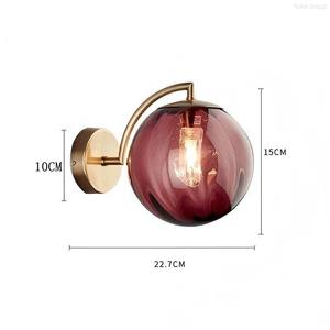 Nordic Style LED <b>Wall</b> <b>Lamp</b> Iron Frame E26 Bulb Base Glass Lampshade for Bedroom Living Room Corridor Decoration Simple Design - Product Image 6