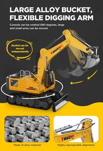 DWI DOWELLIN 21-дюймовый большой экскаватор с дистанционным управлением, с металлическим ковшом и бульдозером, 15-канальный Радиоуправляемый экскаватор, игрушечные строительные машины - Product Image 4