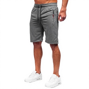 Pantalones Cortos Bermuda para Hombre, Color Gris Sólido, con Bolsillos con Cremallera, Cintura con Cordón, Estilo Deportivo Casual, Transpirables y Ligeros - Product Image 1