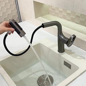 Robinet de lavabo moderne relevable en laiton massif à poignée unique, garantie 5 ans pour hôtels et appartements (vente en gros) - Product Image 3