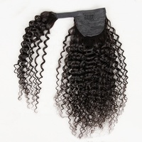 Extensions de cheveux naturels noirs crépus lisses à nouer, queue de cheval à enrouler, cheveux humains bruts naturels