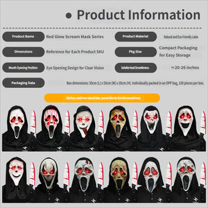 Masque d'horreur, visage rouge, accessoire de fête d'Halloween, masque de <span class=keywords><strong>film</strong></span> d'horreur, accessoires de blague pour bal masqué - Product Image 3