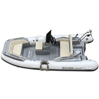 Bateau pneumatique semi-rigide LUX395 de 3,95 m (13 pieds) avec coque en aluminium, console de sièges de luxe et plancher en teck EVA