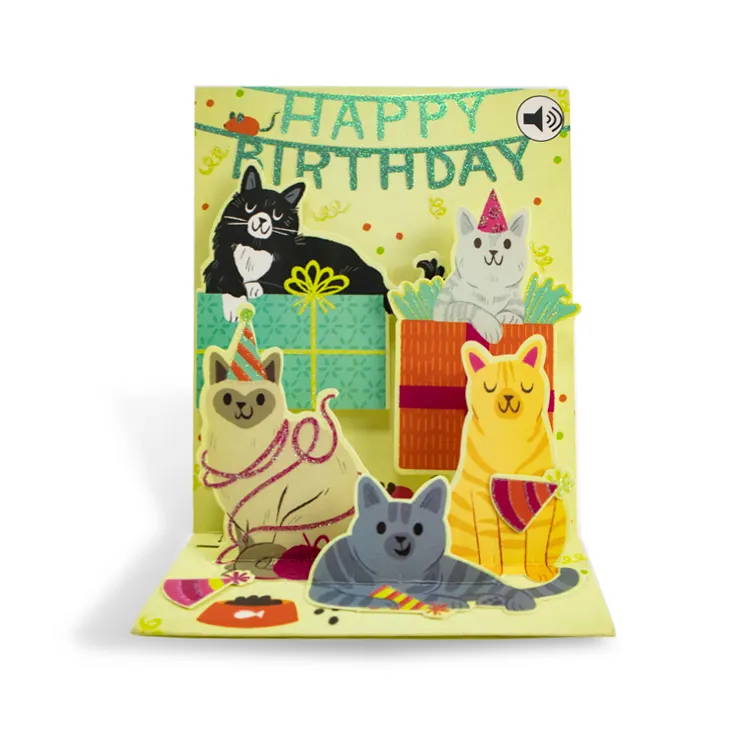 Tarjeta de felicitación con imagen 3D personalizada, dibujo de animales, para familia, amigos, fiesta de cumpleaños