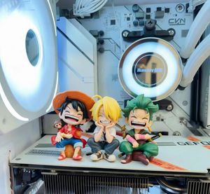 Figura de acción de anime personalizada al por mayor de <span class=keywords><strong>One</strong></span> <span class=keywords><strong>Piece</strong></span>: Luffy, <span class=keywords><strong>Zoro</strong></span>, Sanji, lindos personajes sentados y riendo, modelo de PVC, juguete, decoración para coche, regalo a granel - Product Image 3