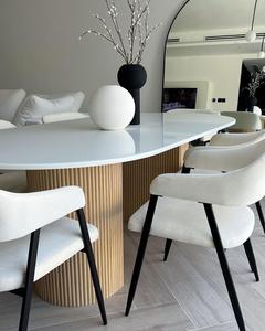2024 New Design Luxury Cheap Price Accent Home Rectangular Concrete Furniture Restaurant Kitchen <strong>Marble</strong> <strong>Top</strong> Dining <strong>Table</strong> - Product Image 4