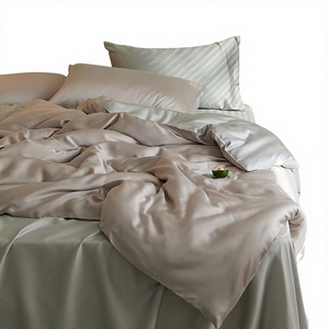 Parure de lit 4 pièces 100 % Lyocell tissé, toucher soie, rafraîchissante, housse de couette respirante, drap et taie d'oreiller pour la maison et l'hôtel - Product Image 2