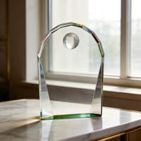 Trophée en cristal K9 poli en forme d'arche vierge avec gravure laser, style sportif, pour compétition d'entreprise