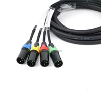 Kabel Audio Snake 4 Saluran ABCCABLS, 3Pin XLR Male ke Jack TRS 6.35mm 1/4 Inch, Kabel Audio Panggung Multi Core Seimbang