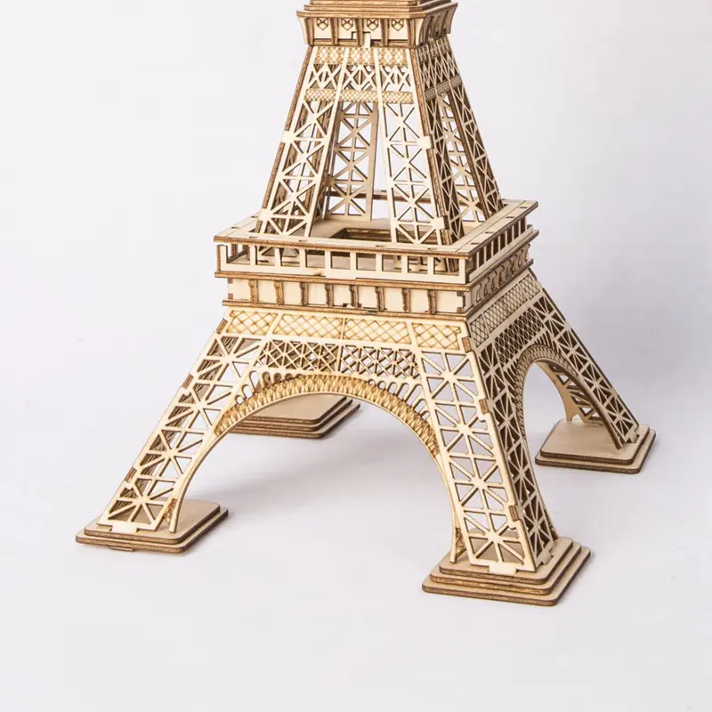 Custom 3d Eiffel Toren Assembleren Speelgoed Diy Houten Model Ambachtelijke Kit Houten Puzzel Voor Kinderen